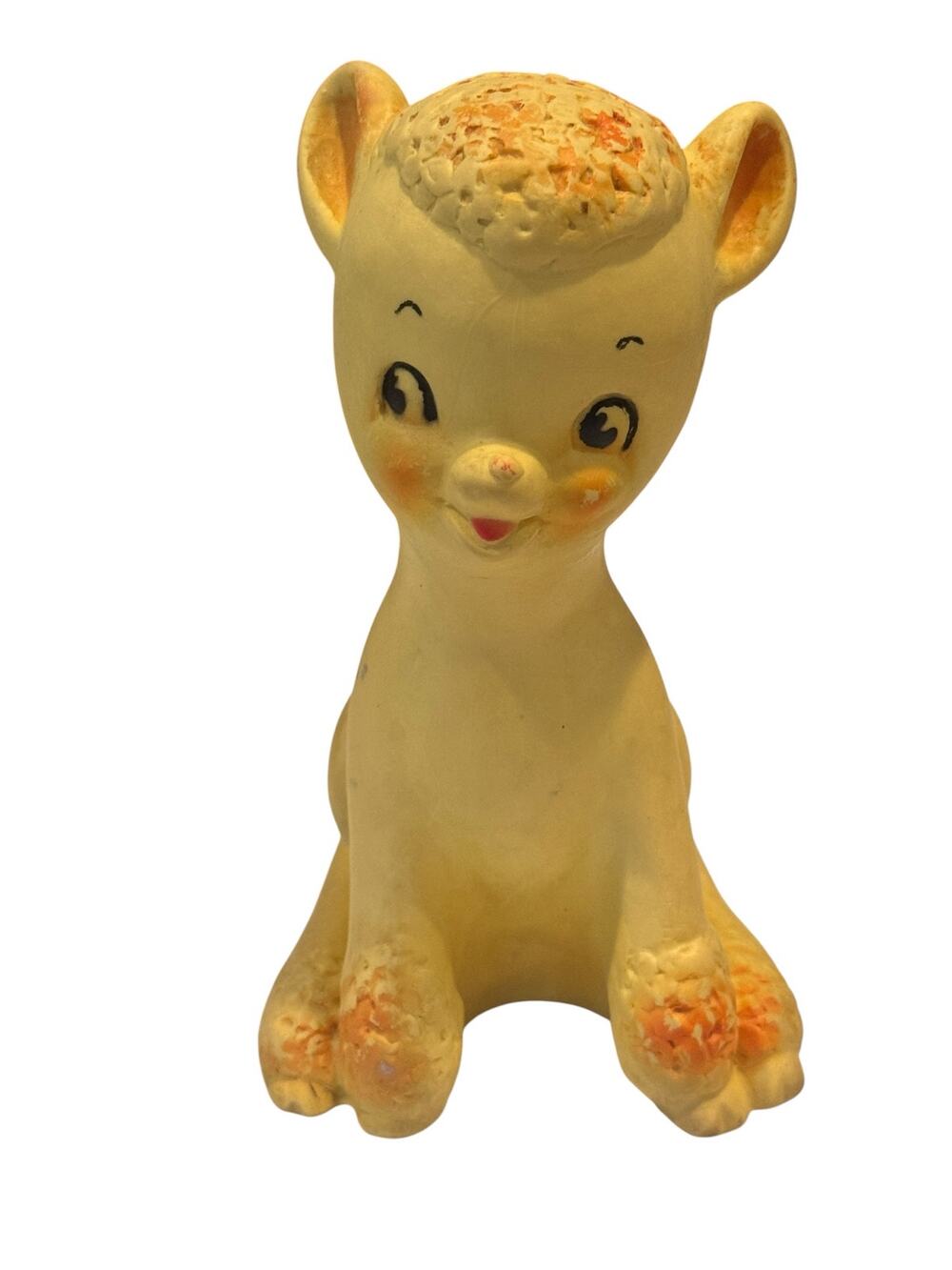 Vintage 1962 Yellow Lamb Rubber Squeak Toy - Kitsch